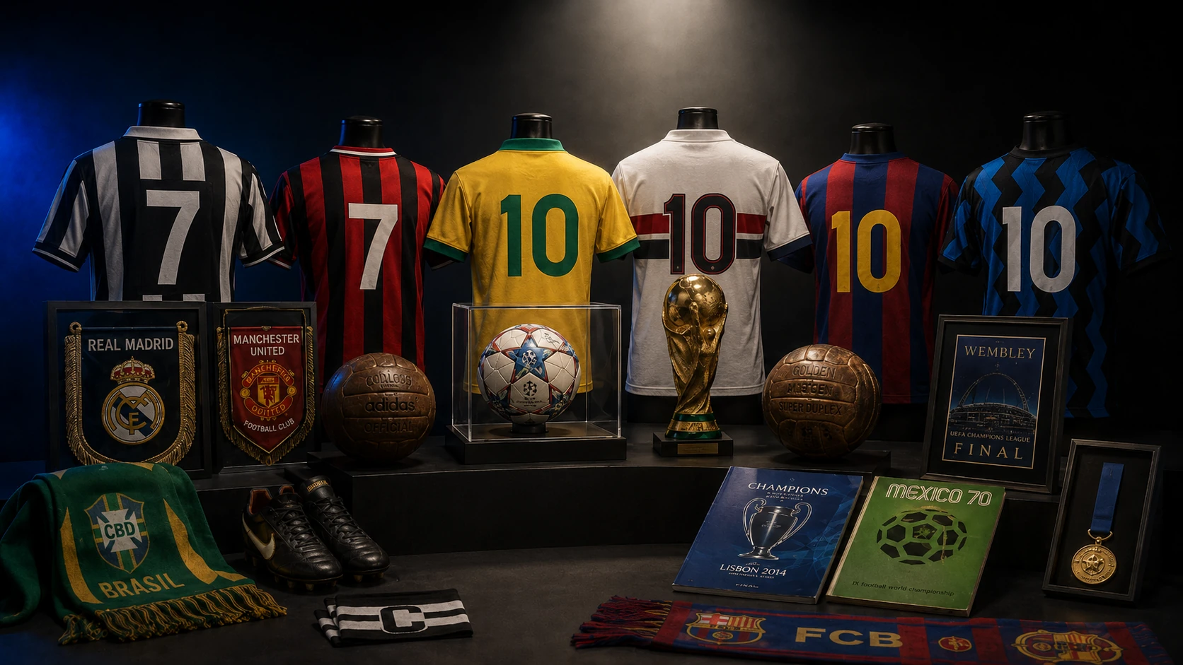 Itens colecionáveis esportivos raros em destaque